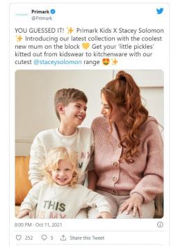 Stacey Solomon与Primark合作推出一个全新童装系列 售价仅为6英镑